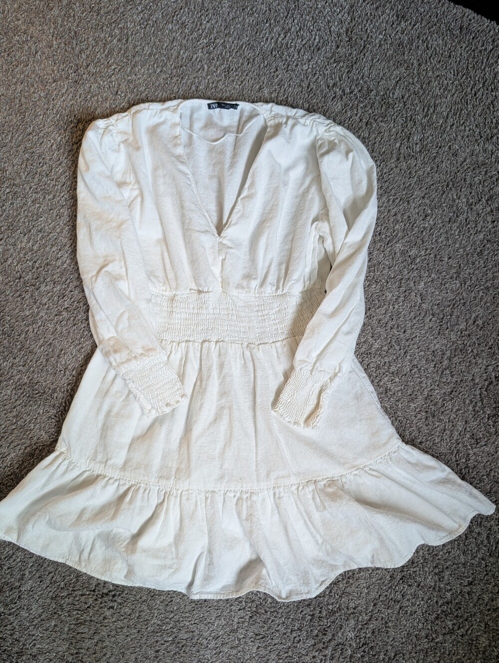 Zara Cream Lightweight Textured Dress